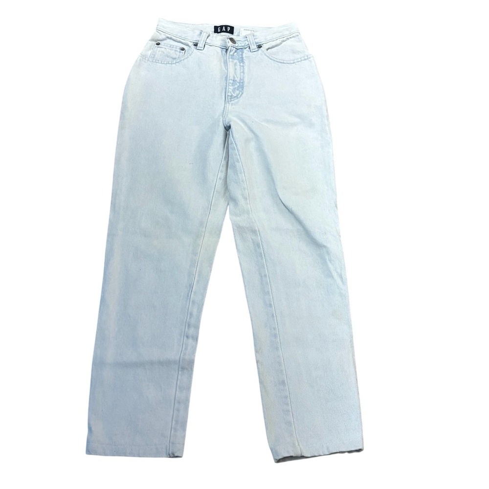 Gap Vintage 90s High Waisted Light Wash Straight Leg Jeans Made in USA Size 5/6